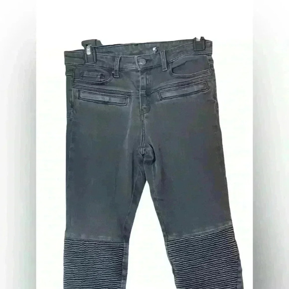 Zara Slim Fit Medium Rise Black Moto Jeans with Zipper Ankle Size 4 - Picture 2 of 13